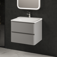 Тумба с раковиной AQUAme S4 60 подвесная, 2 ящика, серая