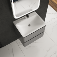 Тумба с раковиной AQUAme S4 60 подвесная, 2 ящика, серая