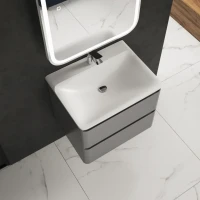 Тумба с раковиной AQUAme S4 60 подвесная, 2 ящика, серая