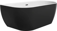 Акриловая ванна Ravak Freedom W 165x80 см, отдельностоящая, глянцевая черная, овальная, на ножках, со сливом-переливом, фурнитура черная