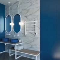 Полотенцесушитель электрический Grota App 530х600 RAL9016 EL 60x55 см, подключение справа, слева, скрытое подключение справа, матовый белый, лесенка, из стали, с полкой