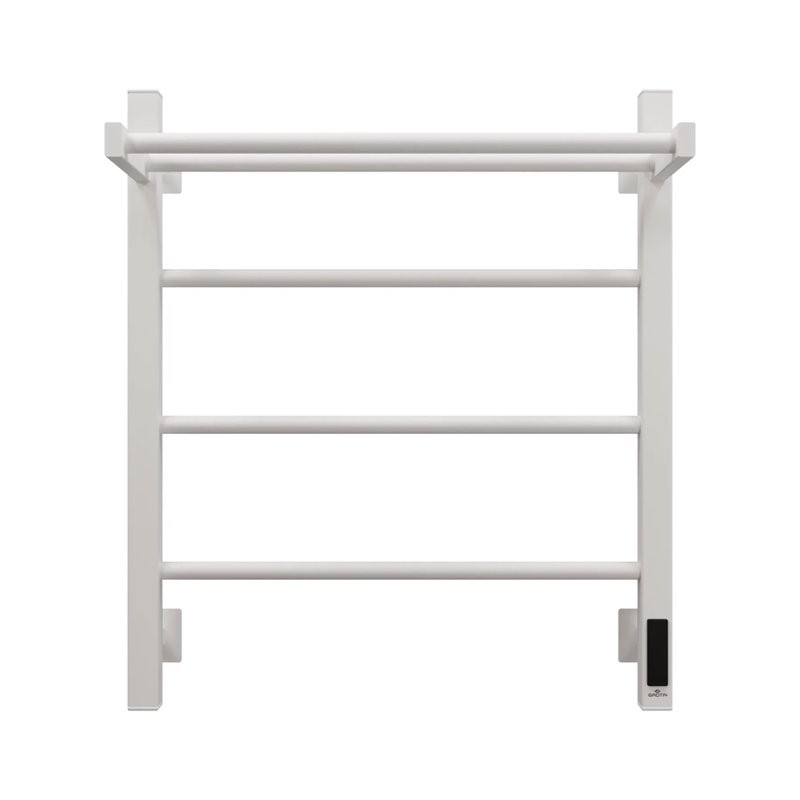 Полотенцесушитель электрический Grota App 530х600 RAL9016 EL 60x55 см, подключение справа, слева, скрытое подключение справа, матовый белый, лесенка, из стали, с полкой