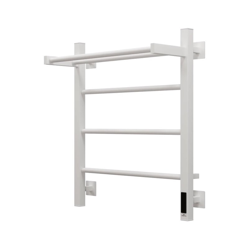 Полотенцесушитель электрический Grota App 530х600 RAL9016 EL 60x55 см, подключение справа, слева, скрытое подключение справа, матовый белый, лесенка, из стали, с полкой