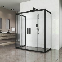Душевой уголок Kubele DE019 R4U-CLN-BLMT 140х100 см, профиль матовый черный