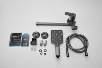 Смеситель с длинным изливом для ванны BELZ B715 B22715-3 оружейная сталь