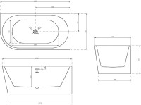 Акриловая ванна Abber AB9257-1.5 R 150x80 см, угловая, правая, пристенная, белая, асимметричная, с каркасом, со сливом-переливом