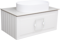 Тумба с раковиной La Fenice Cubo 80 подвесная, bianco, ручка белая, столешница белый мрамор, раковина белая матовая