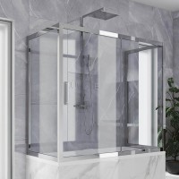 Шторка на ванну Kubele DE019 P2U-CLN-CH 150х75 см, профиль хром