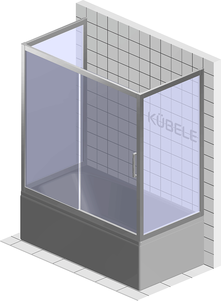 Шторка на ванну Kubele DE019 P2U-CLN-CH 150х75 см, профиль хром