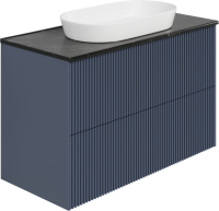 Тумба под раковину со столешницей La Fenice Terra Twin 100 подвесная, blu grigio, столешница черный мрамор