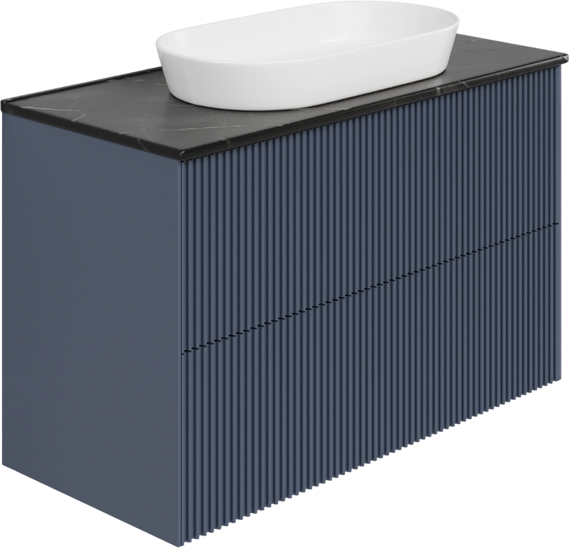 Тумба под раковину со столешницей La Fenice Terra Twin 100 подвесная, blu grigio, столешница черный мрамор