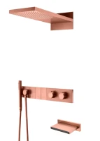 Душевой комплект Boheme Zodiac 133-2-CB термостат, С ВНУТРЕННЕЙ ЧАСТЬЮ, copper brushed