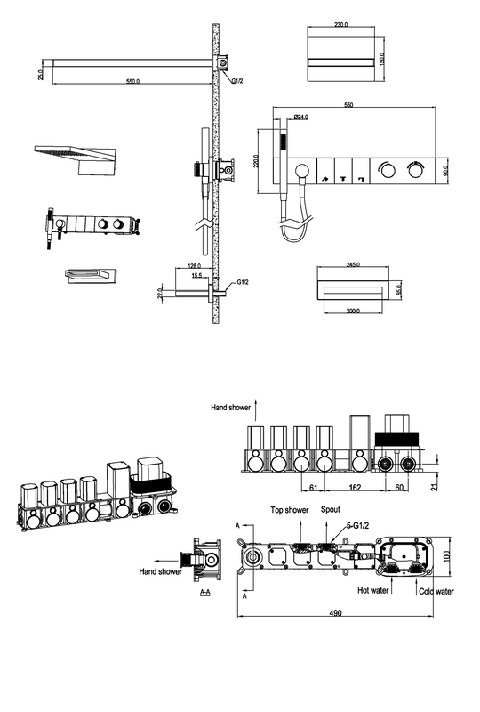 Душевой комплект Boheme Zodiac 133-2-CB термостат, С ВНУТРЕННЕЙ ЧАСТЬЮ, copper brushed
