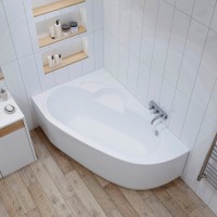 Акриловая ванна Lavinia Boho Bell Pro L 170x110 см, угловая, левая, встраиваемая, белая, асимметричная, с каркасом, с экраном, с сиденьем, подголовник слева