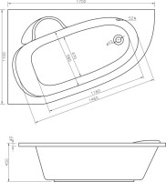 Акриловая ванна Lavinia Boho Bell Pro L 170x110 см, угловая, левая, встраиваемая, белая, асимметричная, с каркасом, с экраном, с сиденьем, подголовник слева