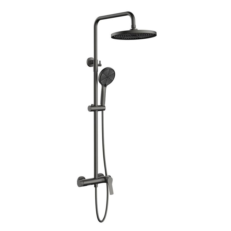 Душевая стойка Vincea Arco VSFS-4AR1GM с изливом, вороненая сталь