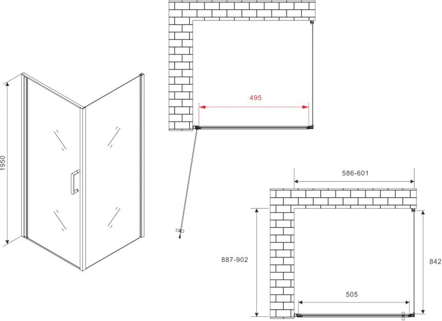 Душевой уголок Abber Sonnenstrand AG04060-S90 90x60, профиль хром, стекло прозрачное