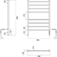 Полотенцесушитель электрический Domoterm Куба DMT П8 50x80, белый, R