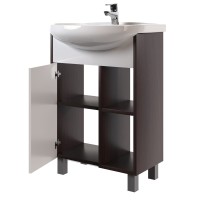 Тумба с раковиной Mixline Боско 65 глянцевая белая, венге, раковина Best 65