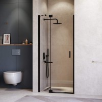 Душевая дверь в нишу RGW Hotel HO-014-B 1100х2000 профиль черный, стекло прозрачное