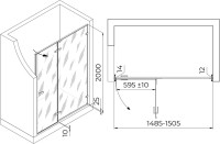 Душевая дверь в нишу RGW Stilvoll SV-004-B 1500х2000 профиль черный, стекло прозрачное
