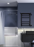 Полотенцесушитель водяной Indigo Brace LBCW60-40PBRR-б/п-50 боковое подключение, с полкой, черный муар