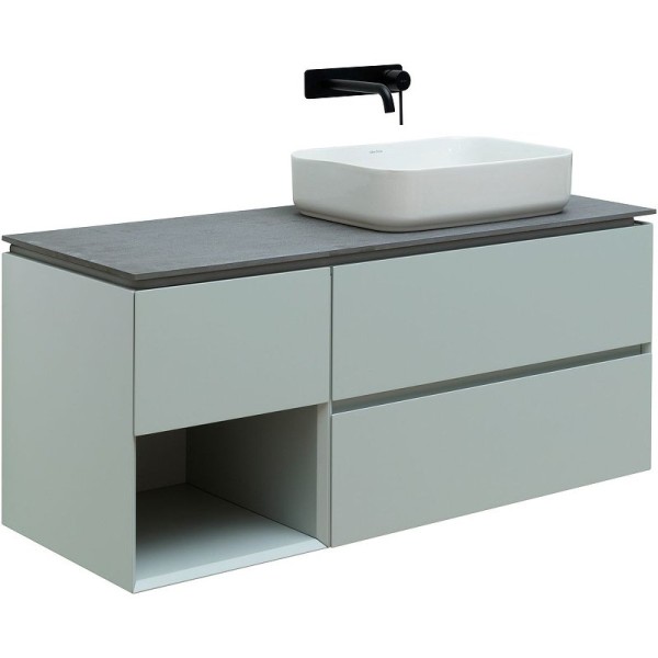Тумба под раковину со столешницей Allen Brau Infinity 120 R, подвесная, папирус матовый, столешница графит структ