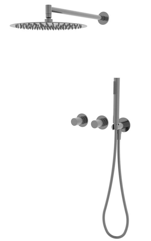 Душевой комплект Vincea Аура VSFW-6AU1GM С ВНУТРЕННЕЙ ЧАСТЬЮ, вороненая сталь
