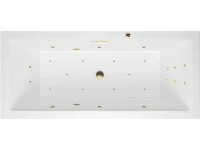 Акриловая ванна Excellent Heaven Slim Ultra 170x75 см, встраиваемая, с гидромассажем, белая, с каркасом, со сливом-переливом, фурнитура золото
