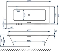 Акриловая ванна Excellent Heaven Slim Ultra 170x75 см, встраиваемая, с гидромассажем, белая, с каркасом, со сливом-переливом, фурнитура золото