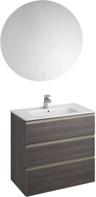 Тумба с раковиной Roca The Gap 80 3 ящика, городской дуб