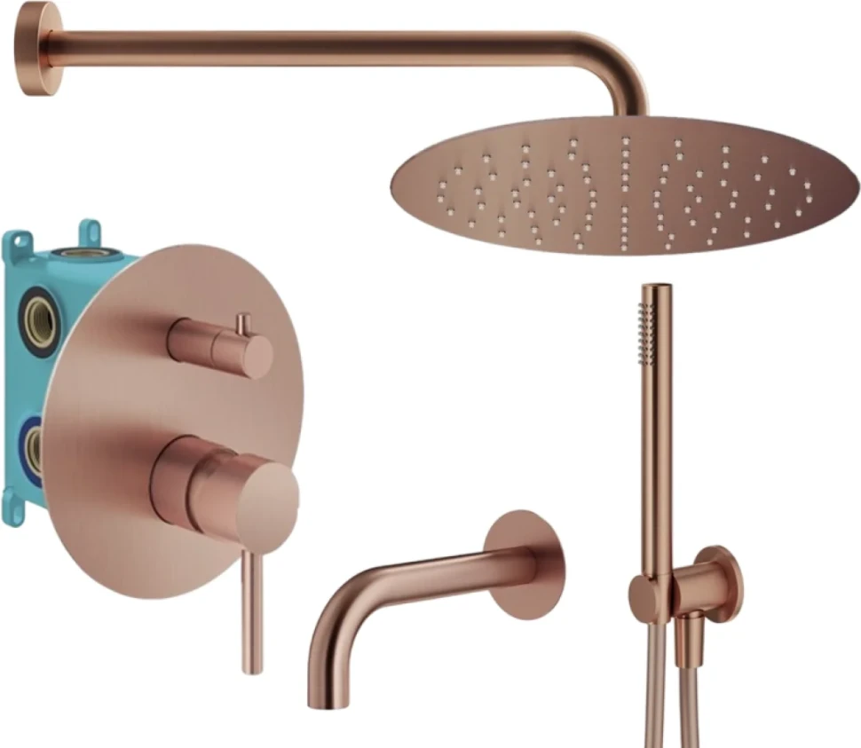 Душевой комплект Plumberia Selection Ixo KITXO19RS60 С ВНУТРЕННЕЙ ЧАСТЬЮ, медь брашированная