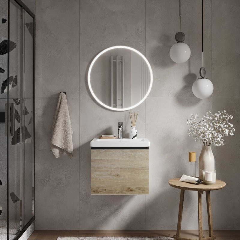 Тумба с раковиной Vigo Cross 50 подвесная, 1 ящик, светлое дерево