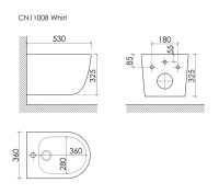Биде подвесное Ceramicanova Whirl, с крепежом для скрытого монтажа, белый, CN11008