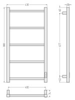 Полотенцесушитель электрический Стилье Формат 26 30526-8040 80x45 см, подключение справа, скрытое подключение справа, матовый белый, лесенка