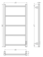 Полотенцесушитель электрический Стилье Формат 26 30526-8040 80x45 см, подключение справа, скрытое подключение справа, матовый белый, лесенка