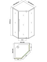 Душевой уголок Grossberg GS9510 90x90 см, профиль оружейная сталь
