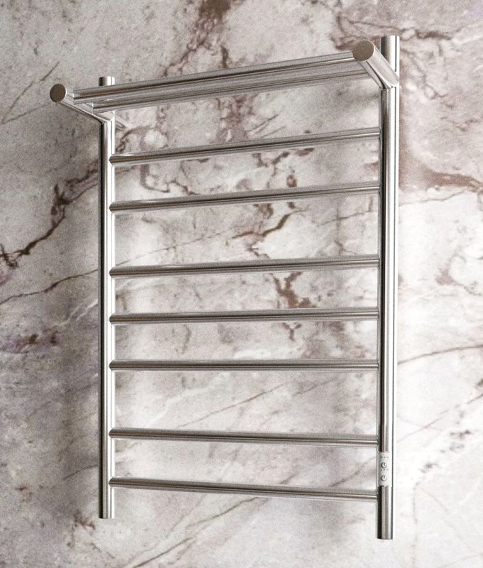 Полотенцесушитель электрический Bauedge Stil Shelf R 50х80, с полкой, нержавеющая сталь полированная