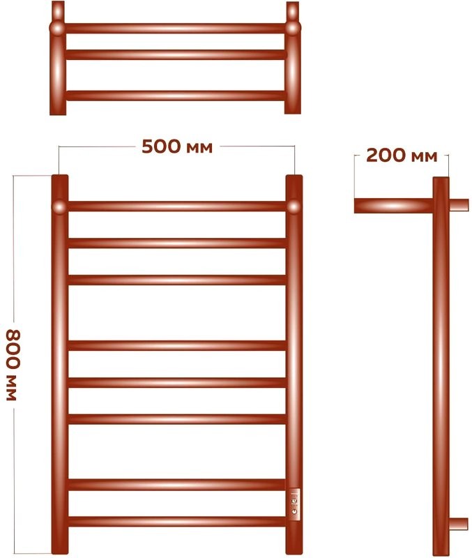 Полотенцесушитель электрический Bauedge Stil Shelf R 50х80, с полкой, нержавеющая сталь полированная