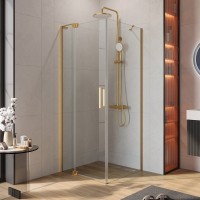 Душевой уголок Cezares Slider AH 1 80-70/80 C BORO профиль брашированное золото, стекло прозрачное