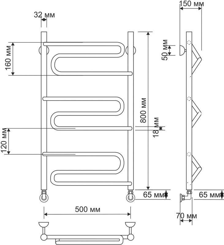 Полотенцесушитель водяной Secado Валенсия 4603777476717 85x55 см, бронза, лесенка, латунь