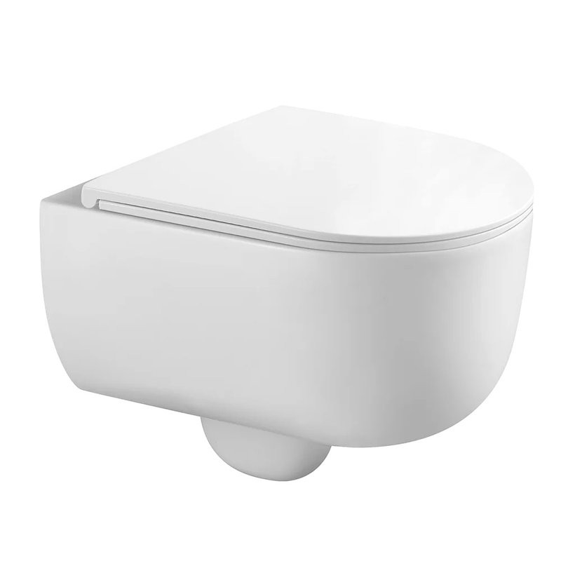 Унитаз подвесной Veconi Rino VRI-49T безободковый, с микролифтом, белый глянец