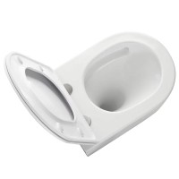 Унитаз подвесной Veconi Rino VRI-49T безободковый, с микролифтом, белый глянец