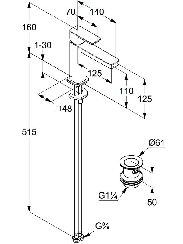 Смеситель для раковины Kludi Renon 42288N575 брашированный никель PVD