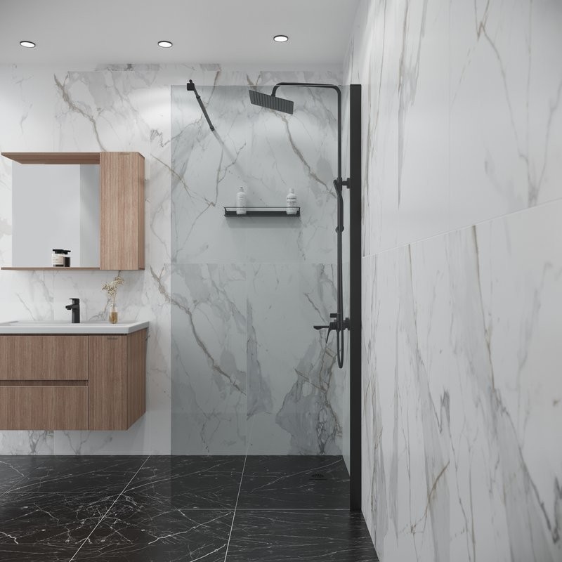 Душевая перегородка Niagara Eco NG-551-90 BLACK 90х190, профиль черный, стекло прозрачное