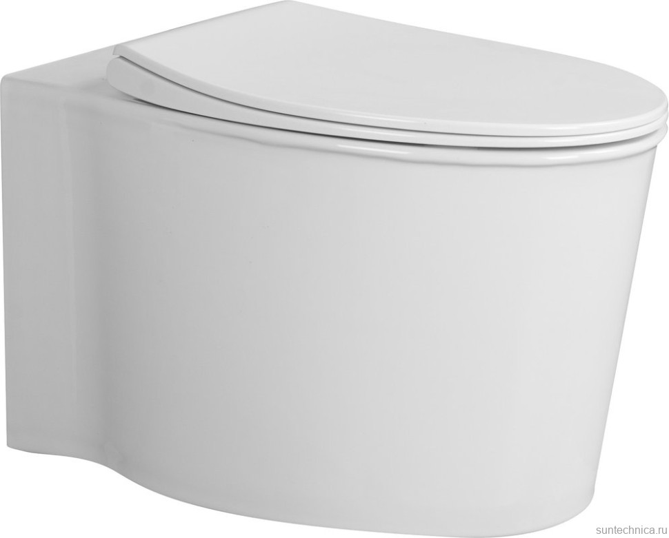 Унитаз подвесной Abber Bequem AC1127 безободковый, с микролифтом, белый