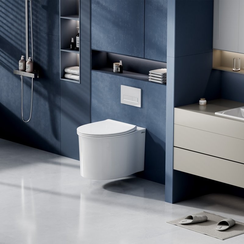 Унитаз подвесной Abber Bequem AC1127 безободковый, с микролифтом, белый