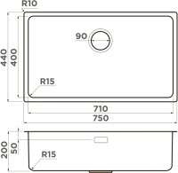 Мойка кухонная Omoikiri TADZAVA 75-U/I-IN ultra 15