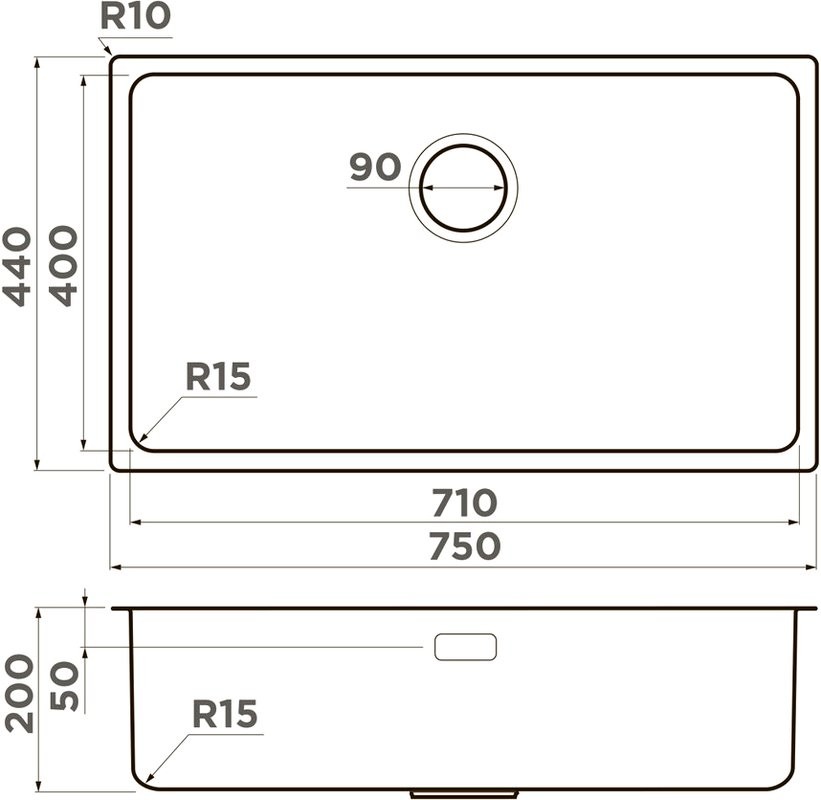 Мойка кухонная Omoikiri TADZAVA 75-U/I-IN ultra 15