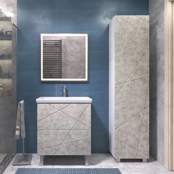 Мебель для ванной комнаты Vigo Geometry 70 напольная, бетон, раковина Como 70